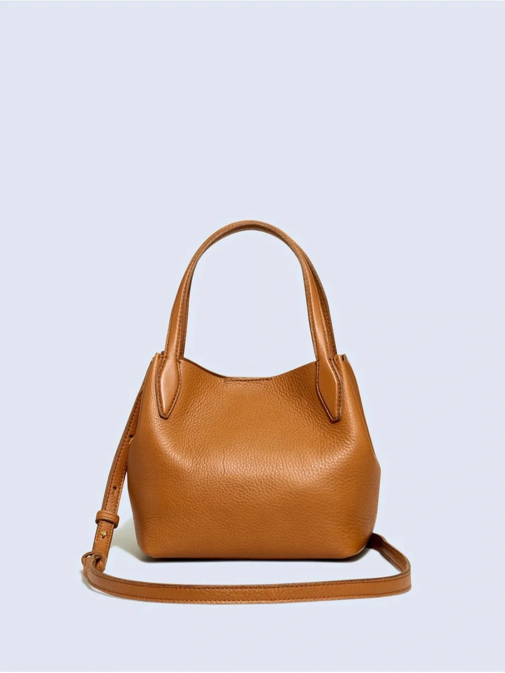 Madewell Mini Shopper Tote in Pebbled Leather, Sepia Brown, like new
